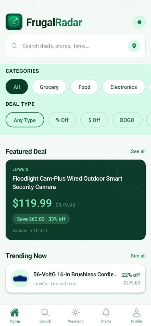 FrugalRadar home